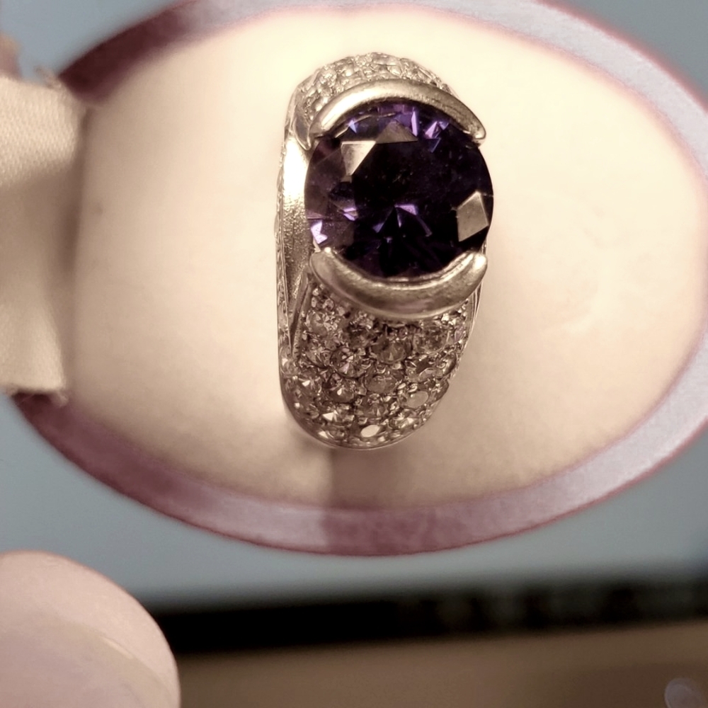 Amethyst circone silver ring size 8.5